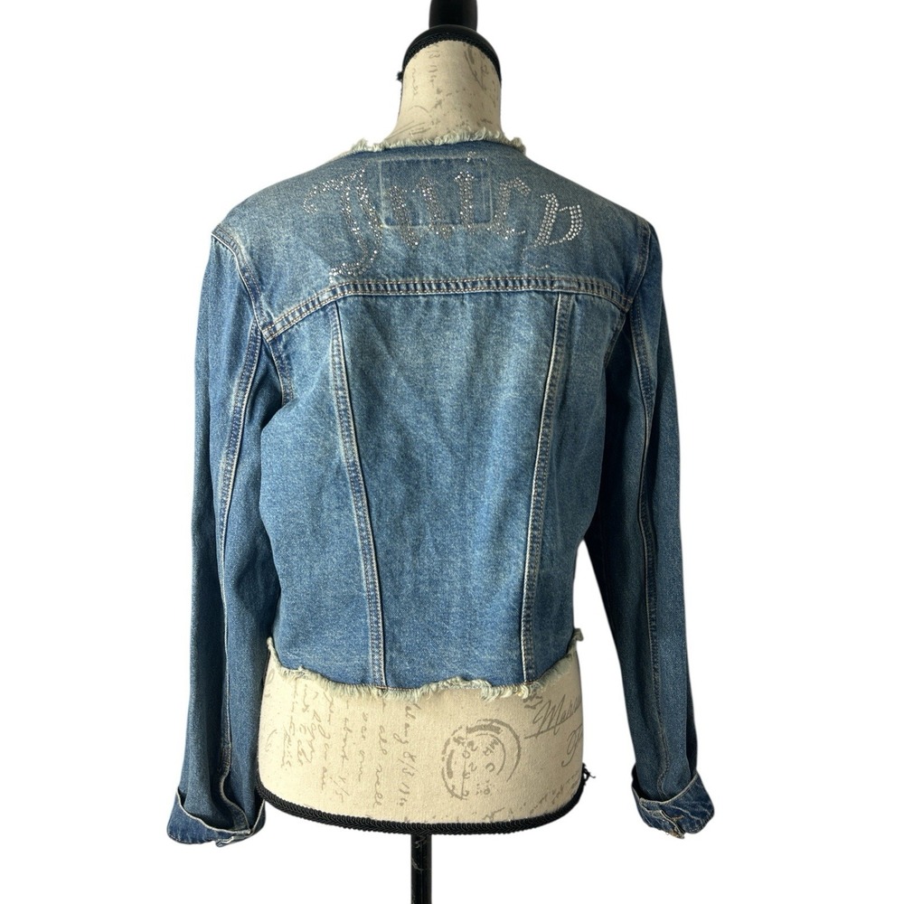 Juicy Couture BIG BLING RAW COLLAR DENIM JACKET size M EUC‎